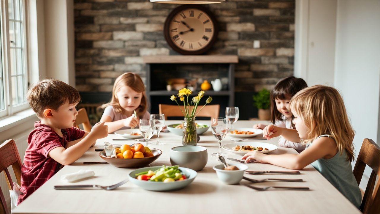 Family enjoying a meal together, highlighting the joy of family mealtime.