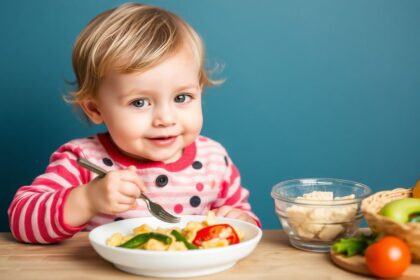 وجبة عشاء صحية ومغذية للأطفال بعمر سنة واحدة لنمو سليم.
