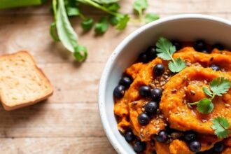 بطاطا حلوة وفول أسود مهروس: تعزيز نكهة صحي