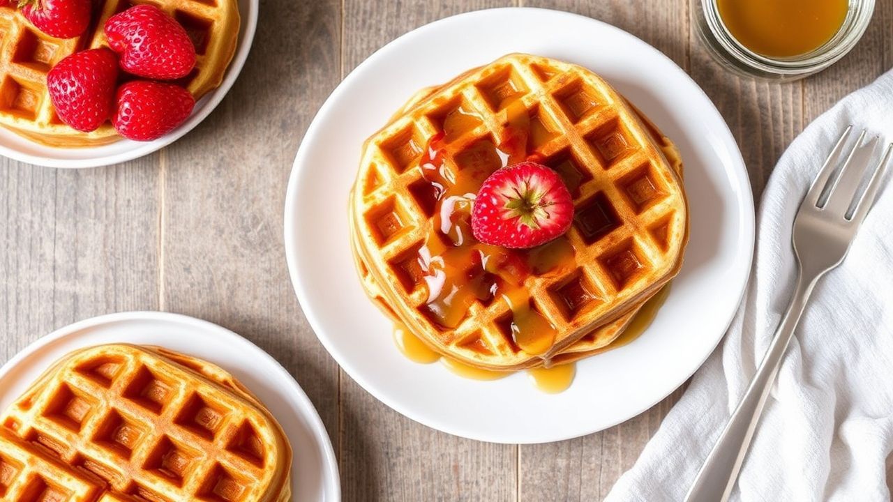 Golden syrup waffles: heavenly soft, drenched in bliss.