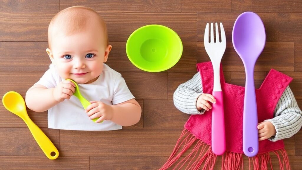 Baby-led weaning utensils: happy little foodies, confident eaters.