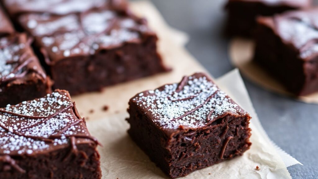 Fudgy egg-free brownies: vegan chocolate bliss, a compassionate, delectable treat.