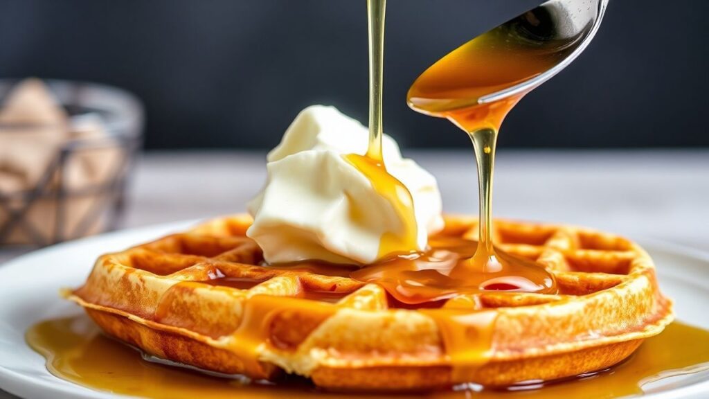 Heavenly soft waffles, golden syrup bliss recipe.