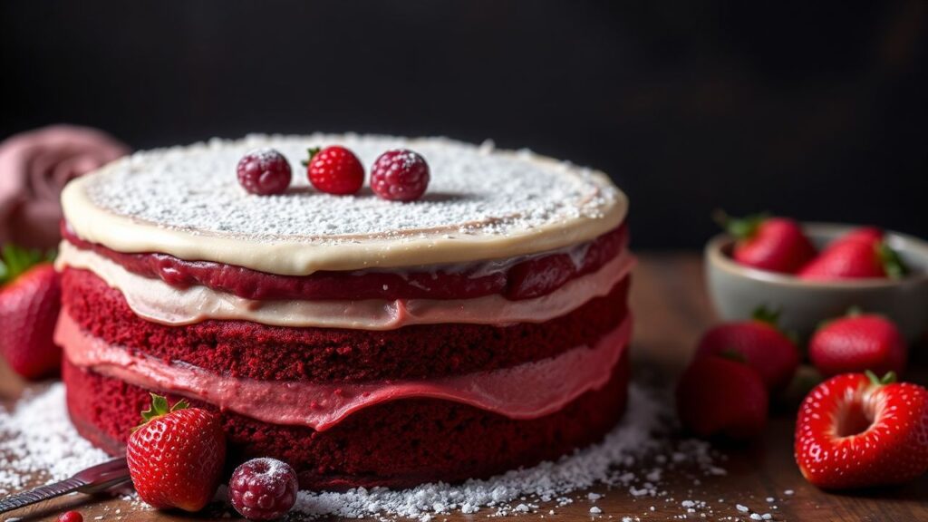 Perfect Red Velvet Cake ingredients meticulously arranged for baking inspiration.