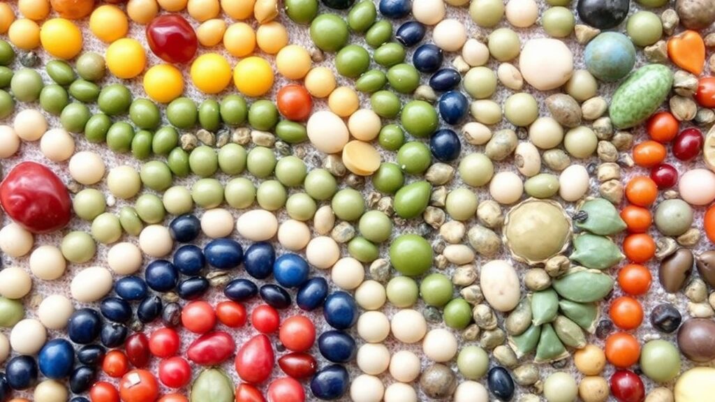 Colorful bean and seed mosaic art ideas for stunning crafts.