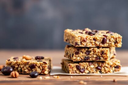 قضبان جرانولا مقرمشة وحلوة سهلة بدون مكسرات.