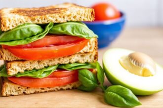 طماطم طازجة في ساندويتش مقرمش.