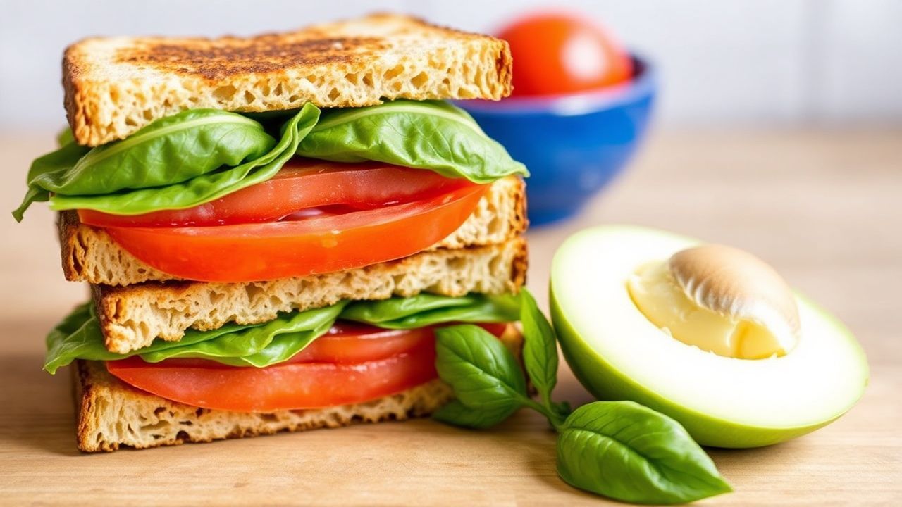 طماطم طازجة في ساندويتش مقرمش.