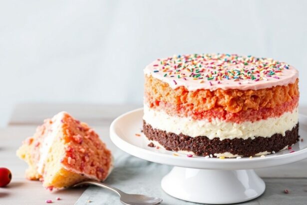 كيك بوشيه لذيذ مع جيلي وبودنج.