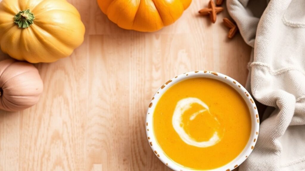 Baby enjoying creamy butternut squash soup