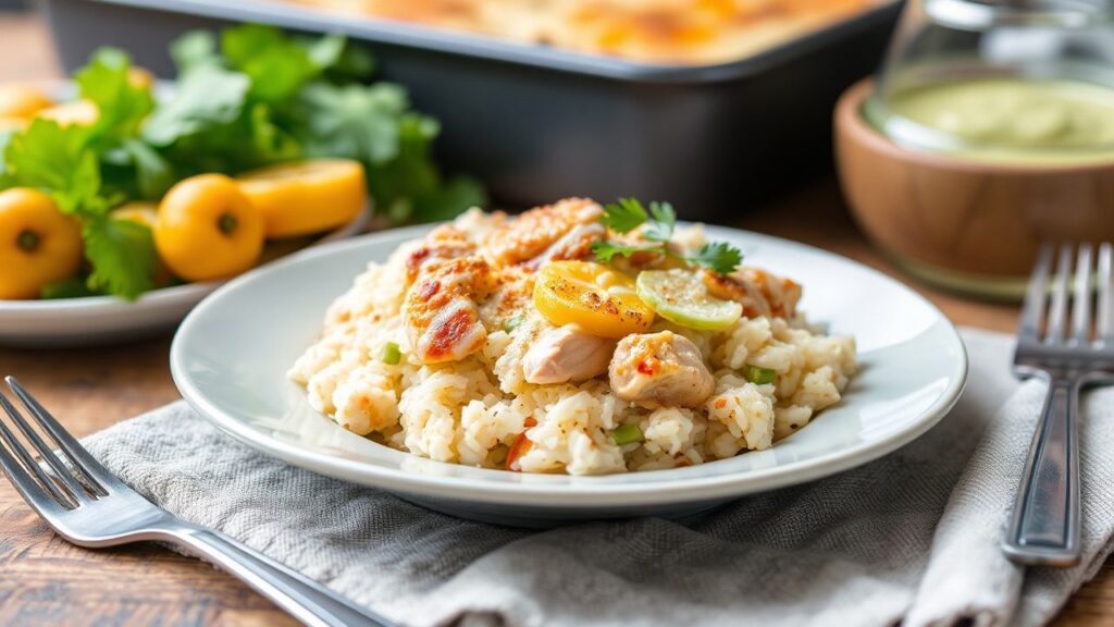 طبق دجاج وأرز خالٍ من الغلوتين، لذيذ وصحي.