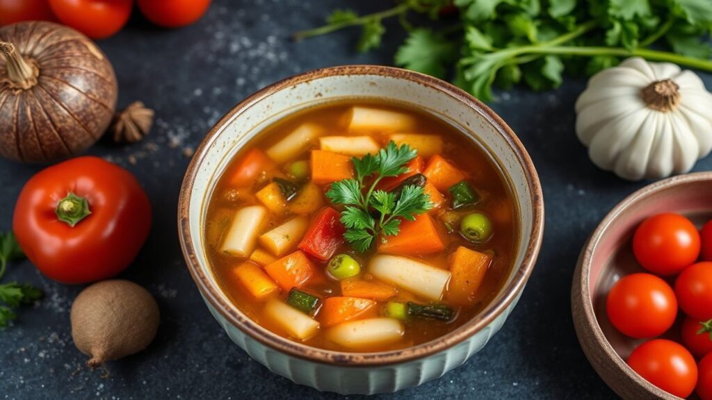 مرق خضار منزلي سهل، طعم غني، طبخ مدروس