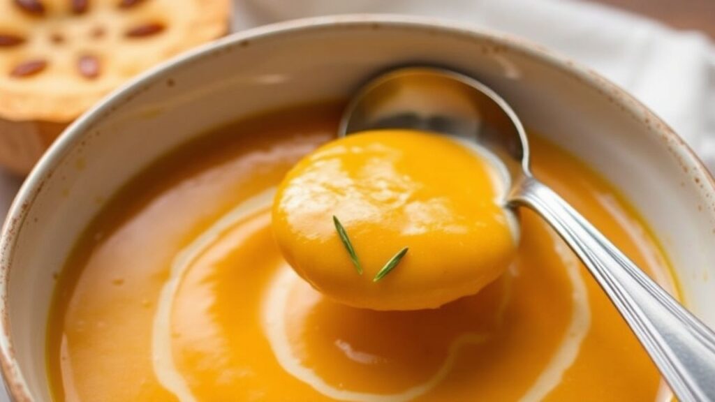 Creamy butternut squash soup for baby's first meal