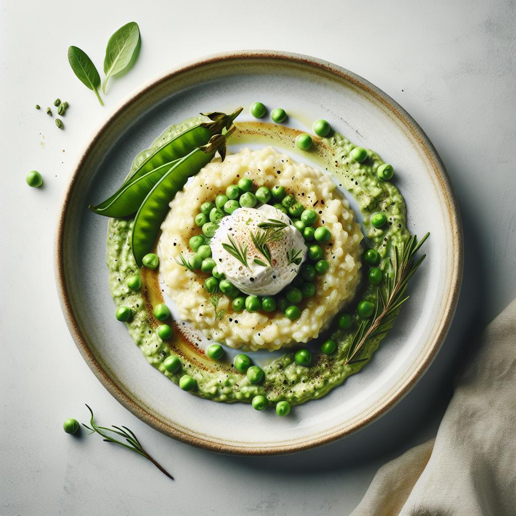 Creamy Risotto Meets Vibrant Green Pea Purée Delight