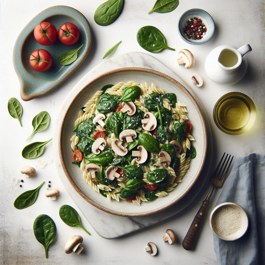 Savor the Creamy Spinach and Mushroom Orzo Delight