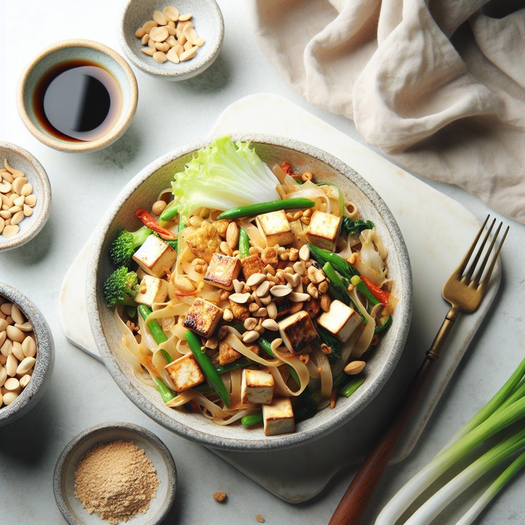 Savor Authentic Pad Thai with Tofu & Crunchy Peanuts