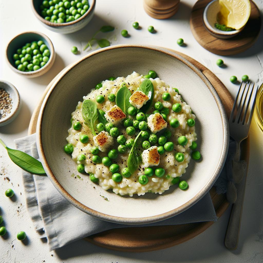 Creamy Risotto Meets Vibrant Green Pea Purée Delight