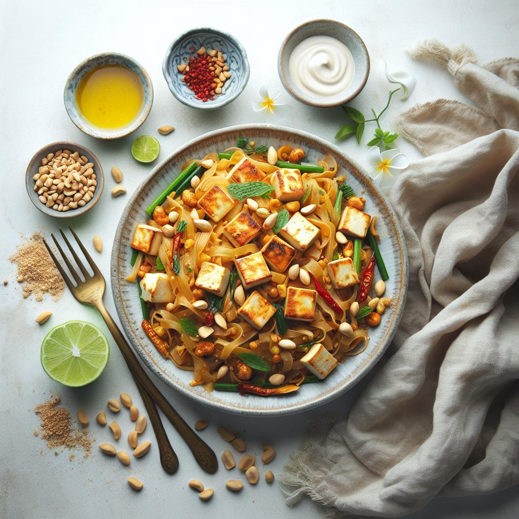 Savor Authentic Pad Thai with Tofu & Crunchy Peanuts