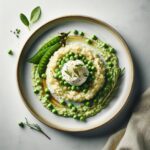 Creamy Risotto Meets Vibrant Green Pea Purée Delight