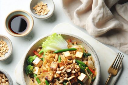 Savor Authentic Pad Thai with Tofu & Crunchy Peanuts