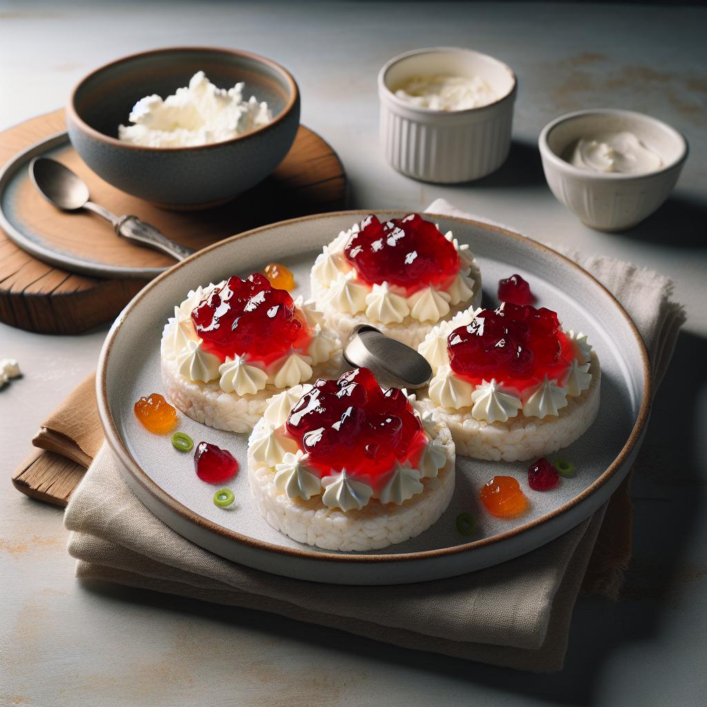 Delightful Rice Cakes Topped with Cream Cheese & Jelly