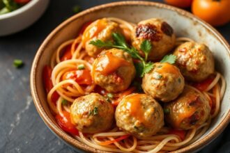 Delicious chicken meatballs in Mediterranean bowls for easy weeknight meals.