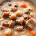 Comforting ground beef white bean soup, a savory comfort food recipe.