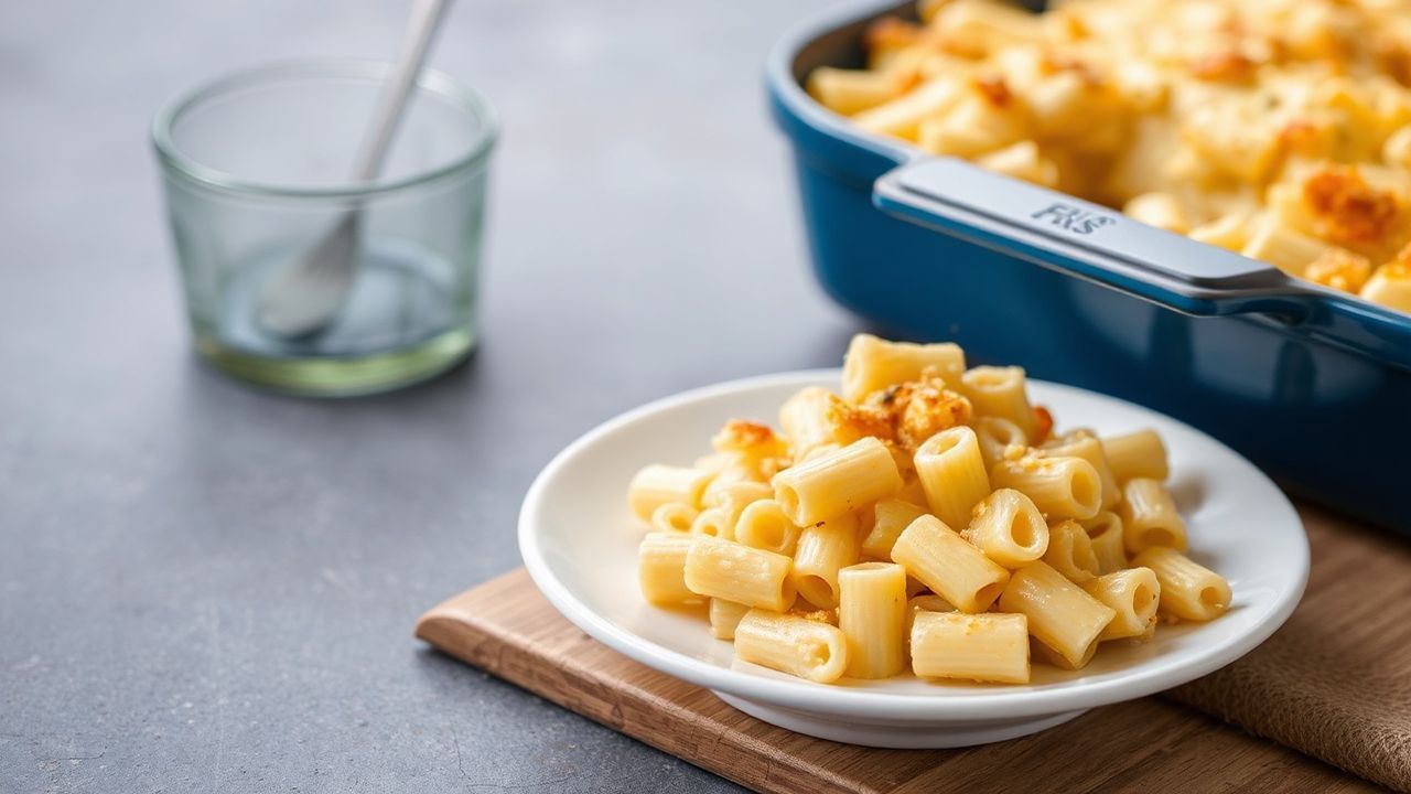 Golden brown Macaroni Cheese bubbling in a cast iron dish, Southern comfort at its best.