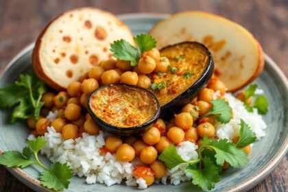 Brilliant eggplant and chickpea curry recipe.