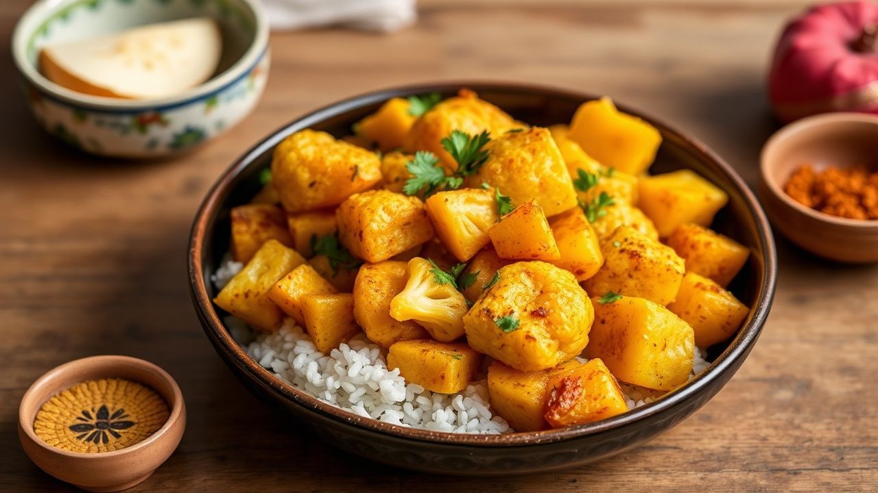 Crispy, pan-seared Aloo Gobi with golden edges showcasing the flavorful Maillard reaction.