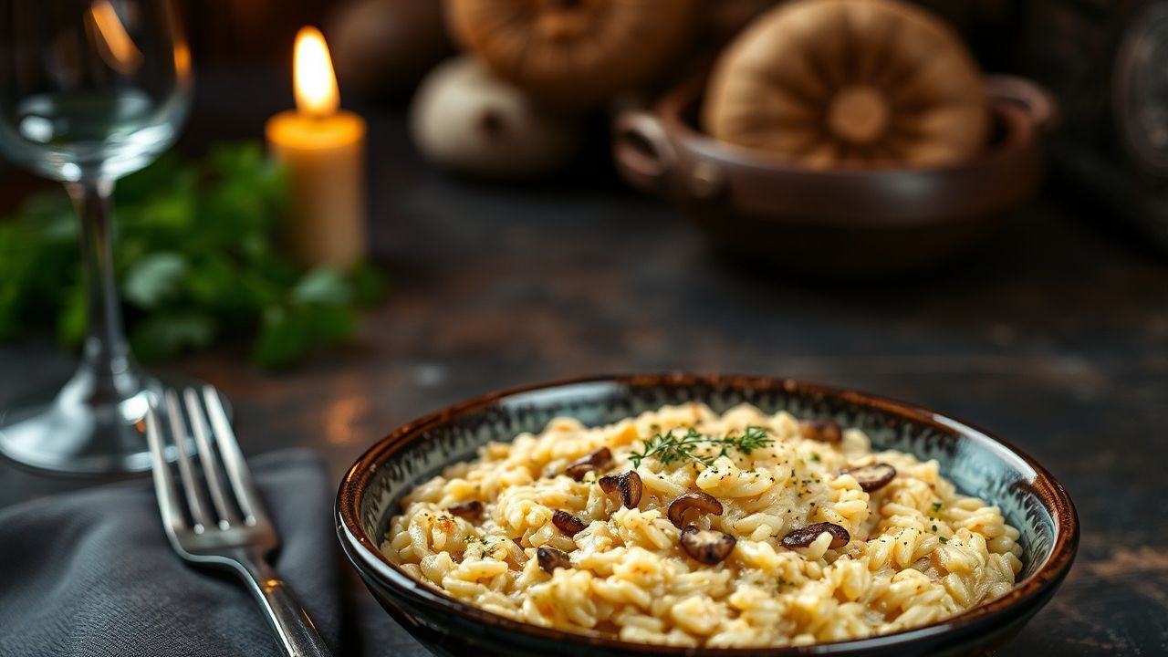 Creamy Italian mushroom risotto, a comforting and authentic dish.
