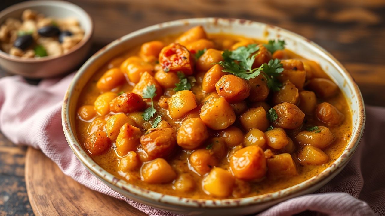 Warm Potato Garbanzo curry, comforting and soul-warming.