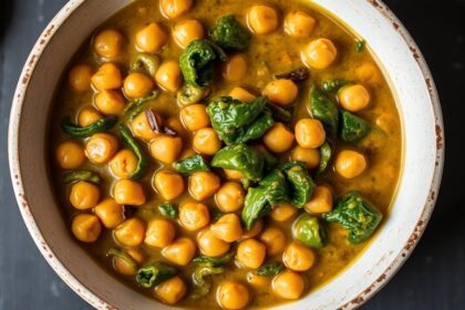 A vibrant chickpea spinach curry, a global comfort food reimagined.