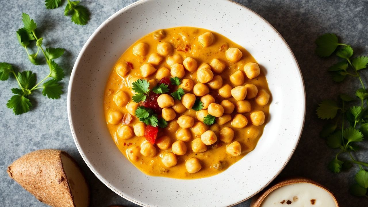Exquisite creamy coconut chickpea curry, a culinary masterclass.