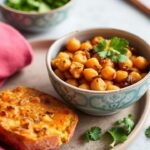 Hearty vegan chickpea curry bake with vibrant spices.