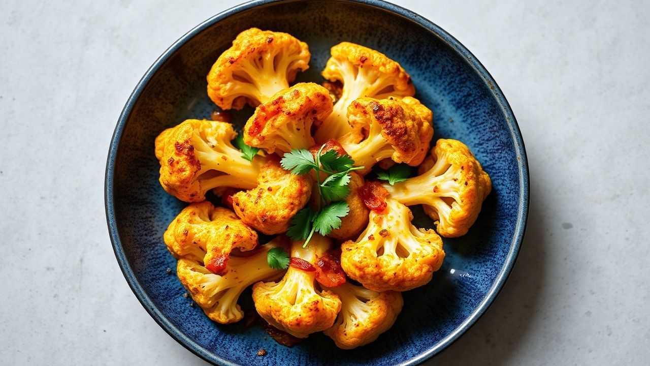 Roasted curry cauliflower, bursting with vibrant flavor.