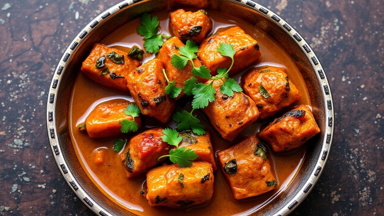 Vibrant vegetable tikka curry, bursting with aromatic spices and rich flavors.