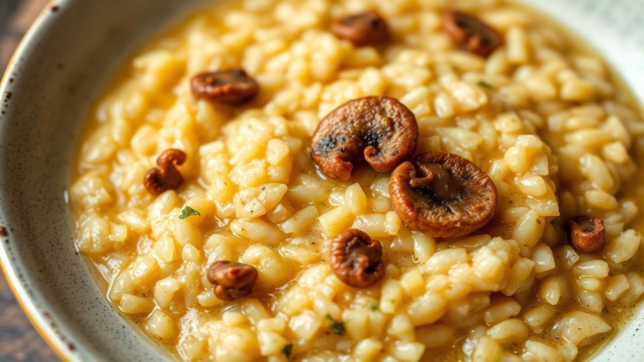 Creamy vegan mushroom risotto perfection, dairy-free.