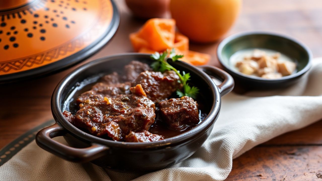 Moroccan slow-cooked beef, rich with spices, promises ultimate flavor.