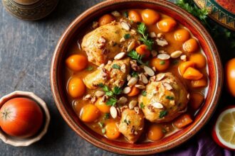 Exquisite Moroccan chicken tagine with apricots and almonds, a flavorful guide.