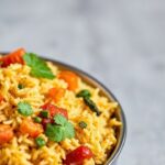 Fragrant Indian vegetable biryani, a symphony of spices and textures.