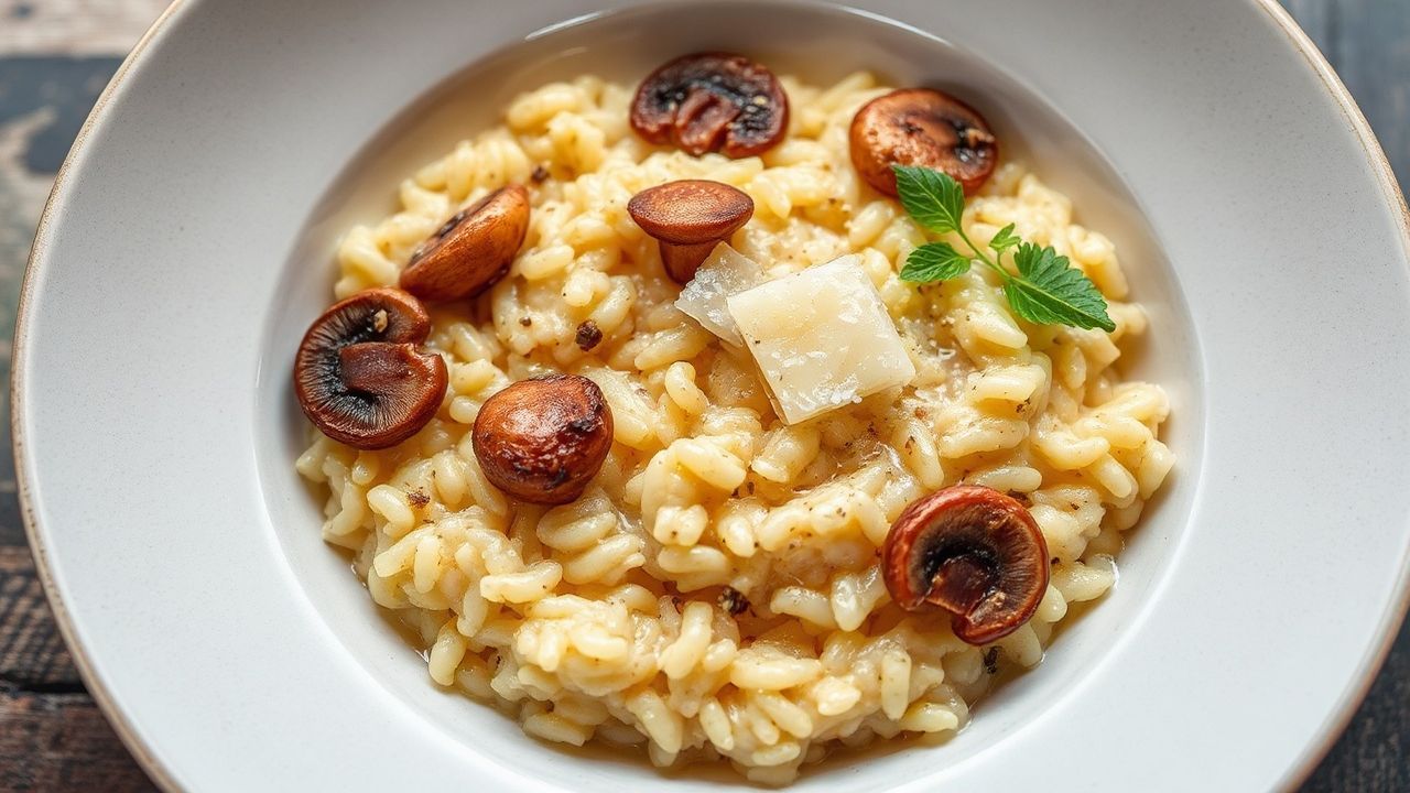 Creamy mushroom and parmesan risotto, a comforting masterpiece.