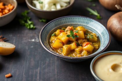 Hearty vegetable curry with tender potatoes, showcasing the humble potato's flavor.