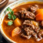 Hearty slow-cooked beef stew, a comforting culinary classic.