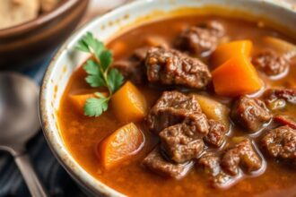 Hearty slow-cooked beef stew, a comforting culinary classic.