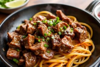 Juicy beef stir fry, demonstrating how to improve its flavor.