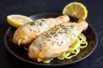Juicy lemon chicken, glistening and golden, a culinary symphony.