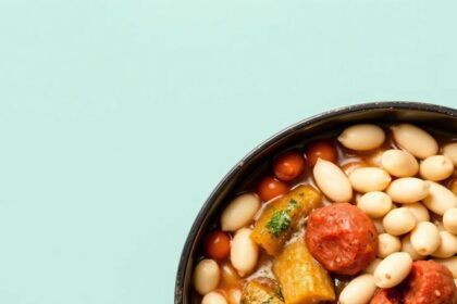 Vegetarian cassoulet with tender white beans.