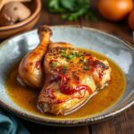 Mouthwatering Basque chicken dish with peppers and olives.