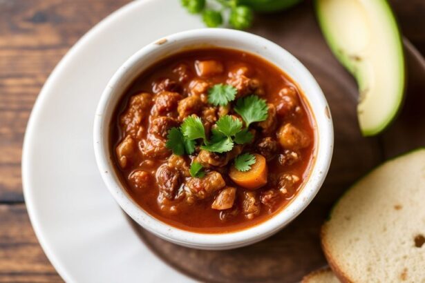 Hearty vegetarian chili in a rustic bowl, a culinary masterpiece.